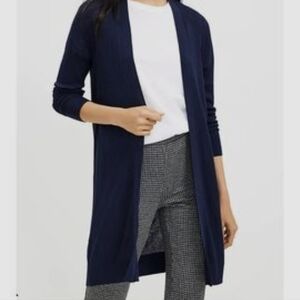 NWT LOFT Long Navy Ribbed Cardigan